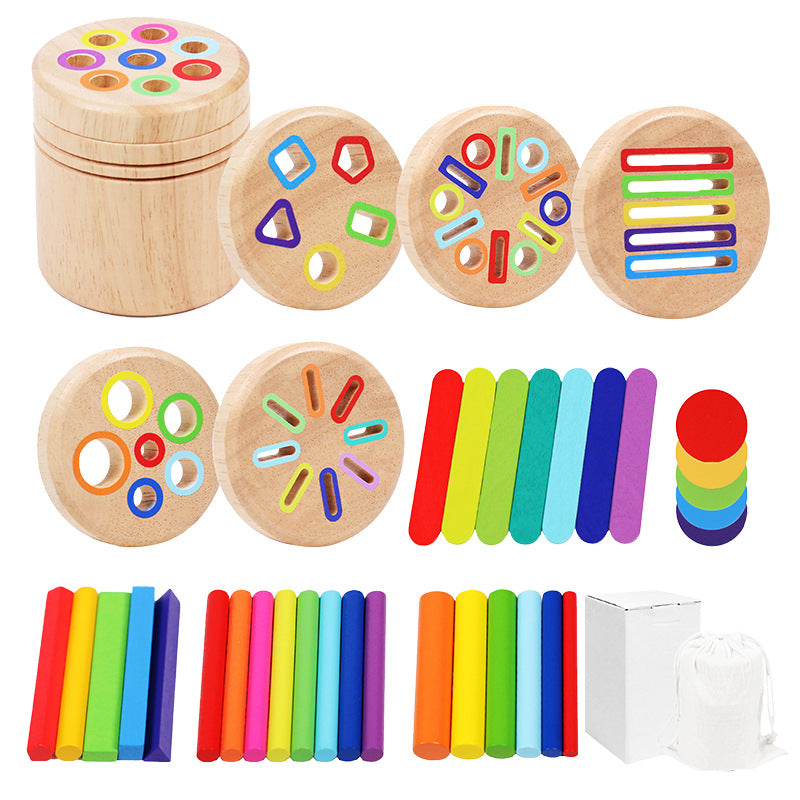 Montessori Wooden Color & Shape Sorting Sticks Set